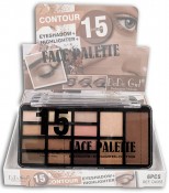 d4055-C  15 FACE PALETTE EYESHADOW & HIGHLICHTER & CONTOUR
